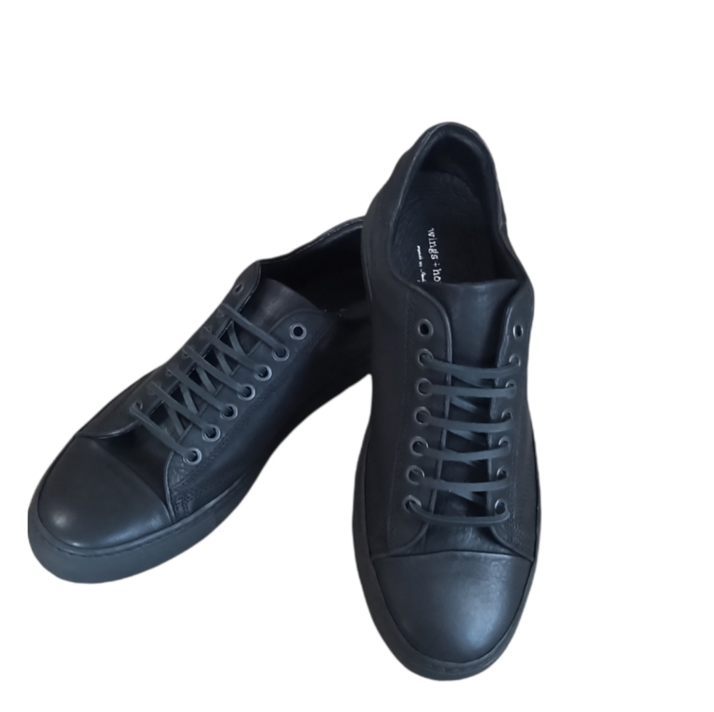Wings + Horns All Black Low-Top Leather Sneaker Leather Laces EU 39 - Picture 2 of 10